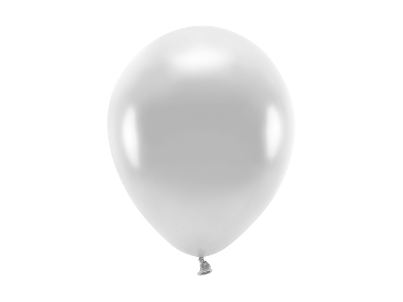 PartyDeco EKO balónek metalický STŘÍBRNÝ, 26 cm, 100 ks
