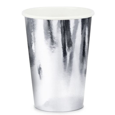 PartyDeco Papírový kelímek, stříbrný, 6 ks, 220 ml