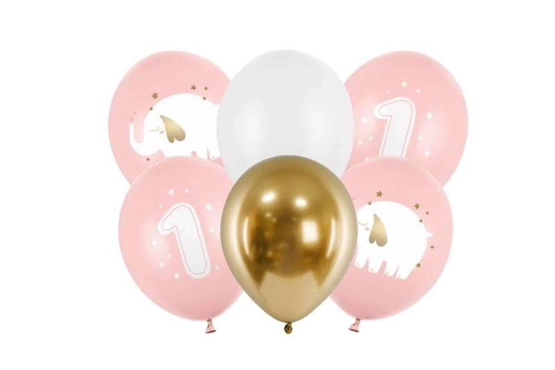Balónky na 1. narozeniny roczek baby pink 30 cm - 1 sada