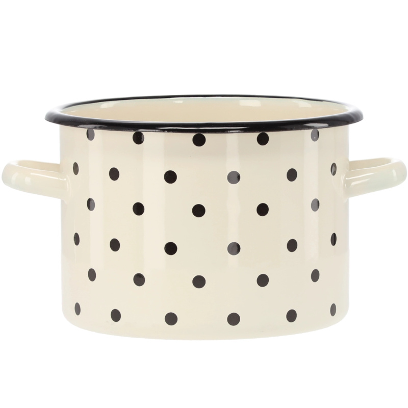 marka niezdefiniowana Smaltovaný hrnec 3 l 18 cm bílý puntíky *3400