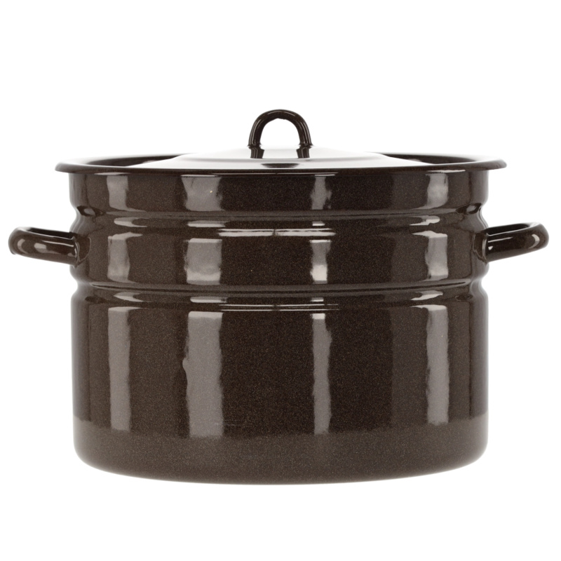 marka niezdefiniowana Emailovaný hrnec jednoduchý 16 l 32 cm hnědý S/P *3585