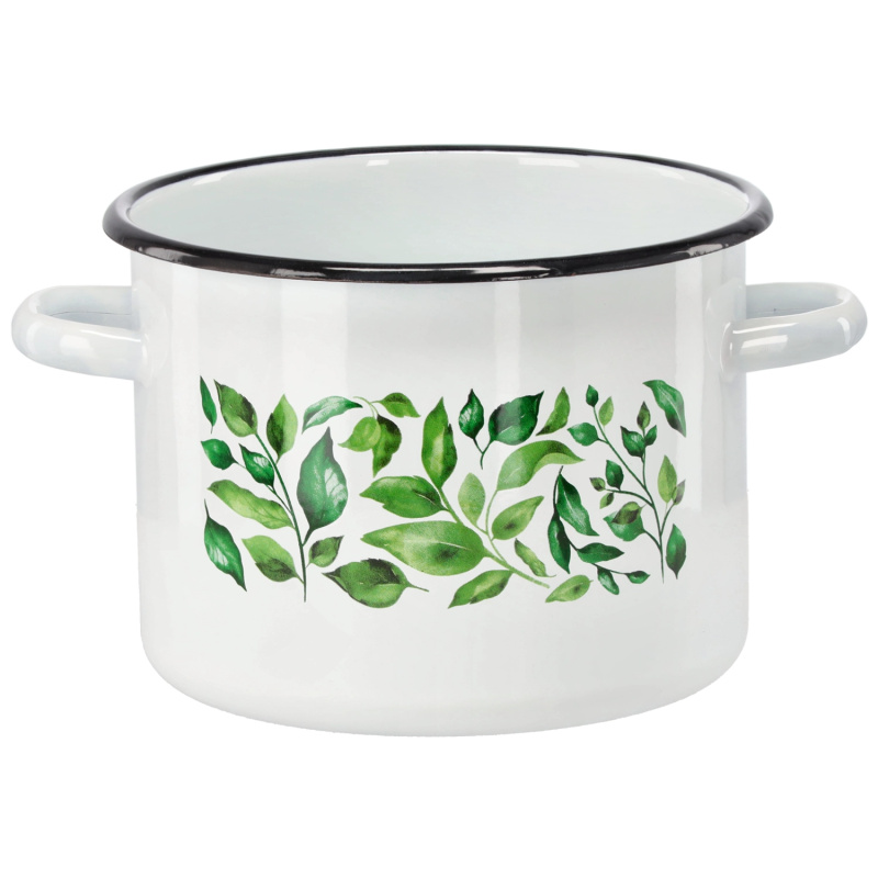 marka niezdefiniowana Emailový hrnec 4,5 l 20 cm bílý Fikus *9204