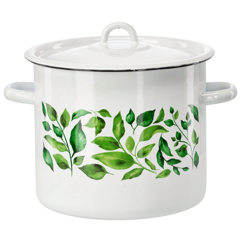 marka niezdefiniowana SMALTOVANÝ HRNEC 7 L 22 CM BÍLÝ FIKUS Z/P *9266