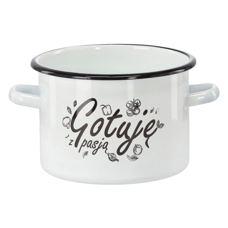 marka niezdefiniowana Enamelovaný hrnec 3 l 18 cm bílý vařím s vášní *2372