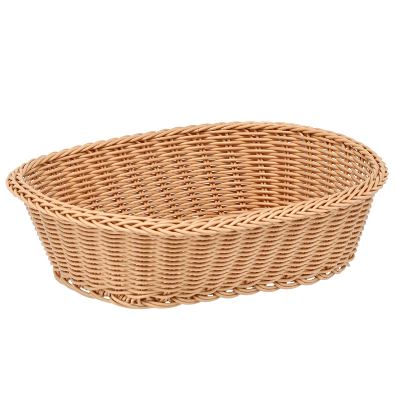 Oválný košík na pečivo z plastového ratanu 32 × 24 × 8,5 cm