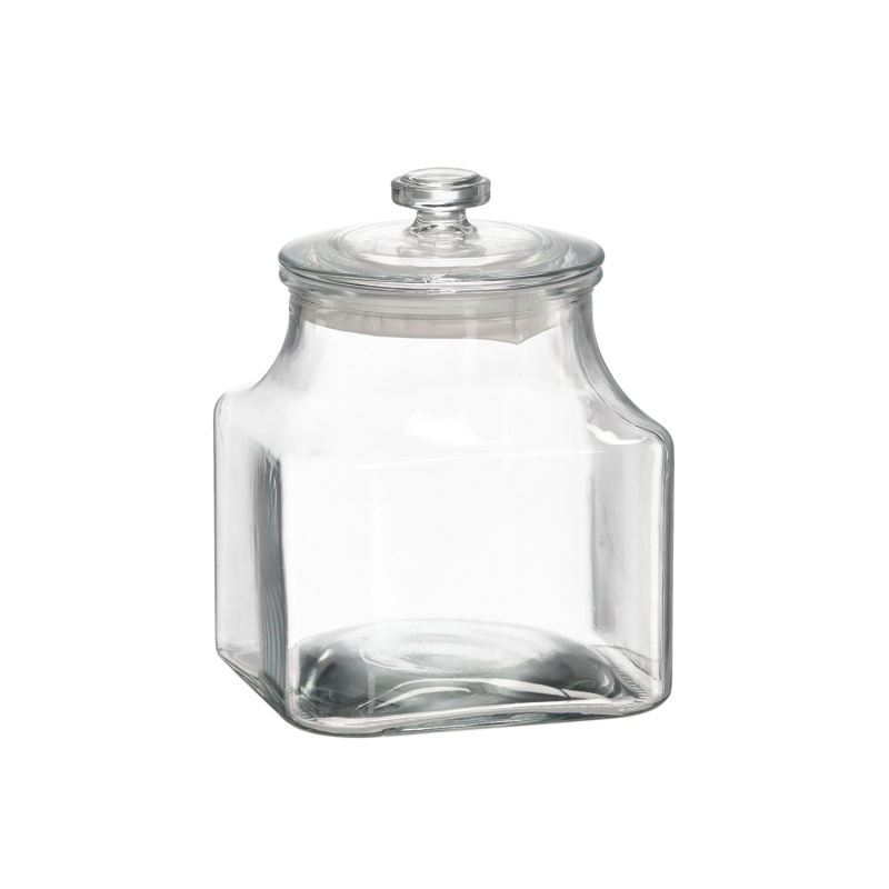 Čtvercová skleněná dóza 2,4 l se skleněným víkem