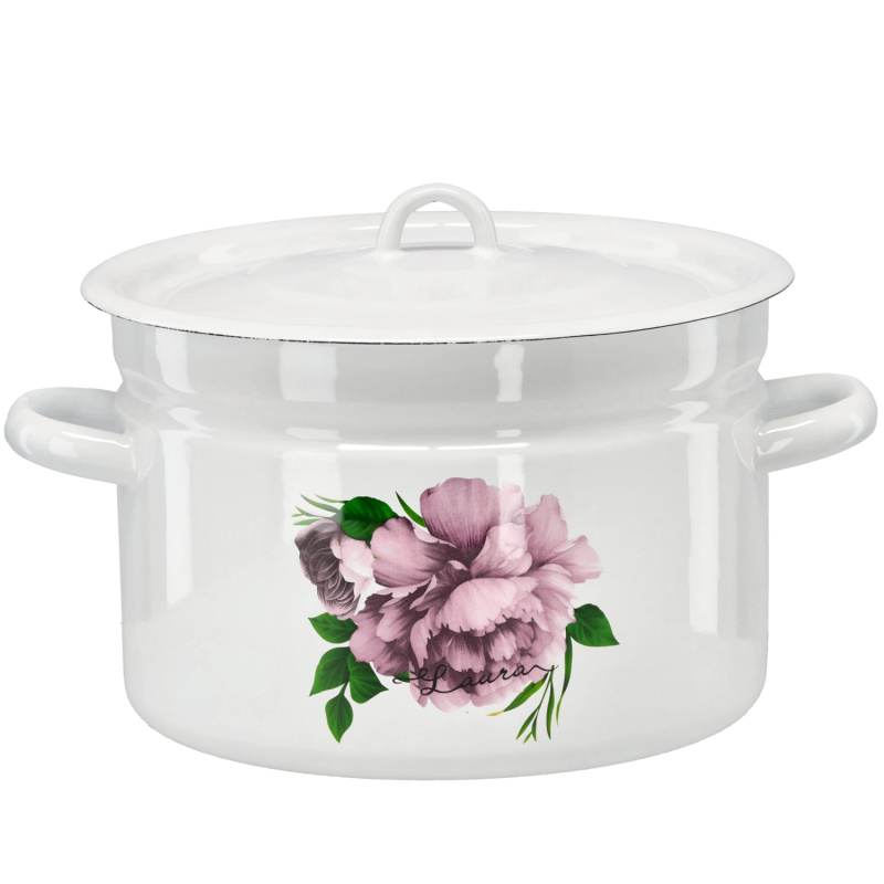 marka niezdefiniowana SMALTOVANÝ HRNEC 9 L 26 CM BÍLÁ PIVOŇKA LAURA Z/P *2639