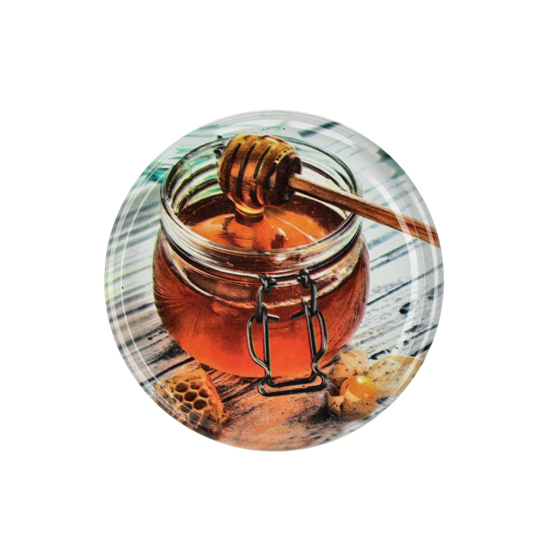 Sada kovových víček na med 82 mm, 6 zoubků, 10 ks