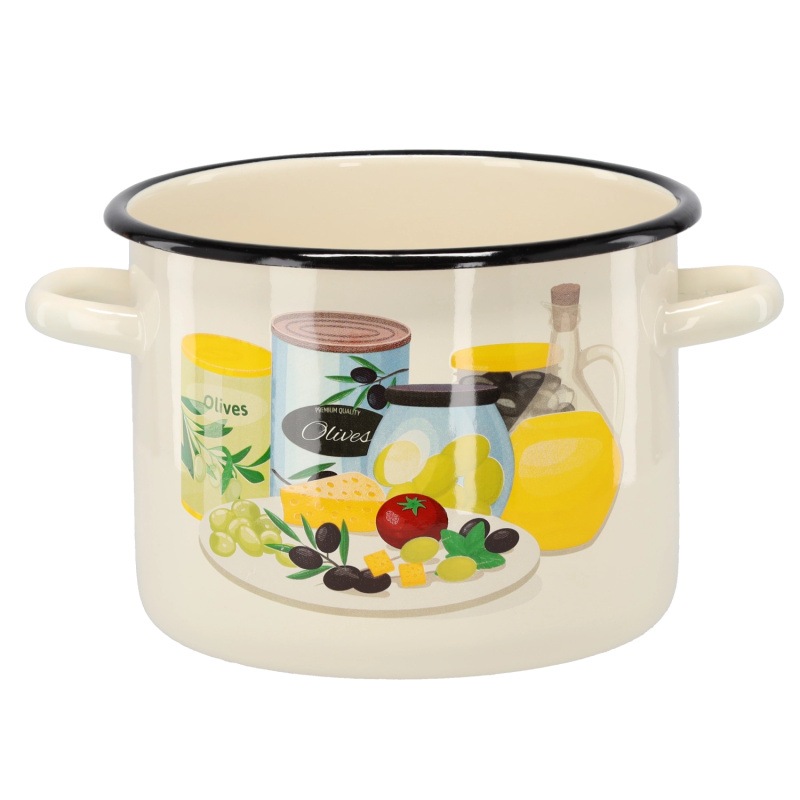 marka niezdefiniowana Emailový hrnec 4,5 l 20 cm krémová olivová *7510