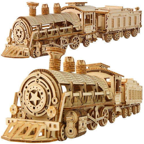 3D dřevěné puzzle parní lokomotiva s tendrem Kruzzel - 1 kus