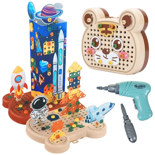 Konstrukční stavebnice 3D – vesmírná sada s elektrickým šroubovákem, 161 dílů