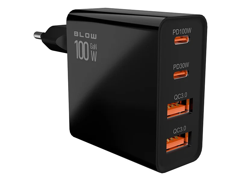 Rychlonabíječka na mobil - BLOW - 100W - 2x USB - 2x USB-C - QC+PD - černá