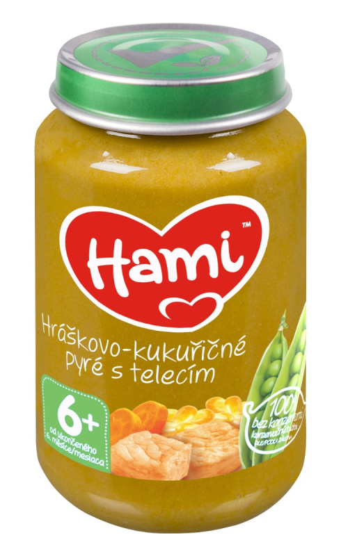 HAMI Hráškovo-kukuřičné pyré s telecím od 6.měsíce 200 g