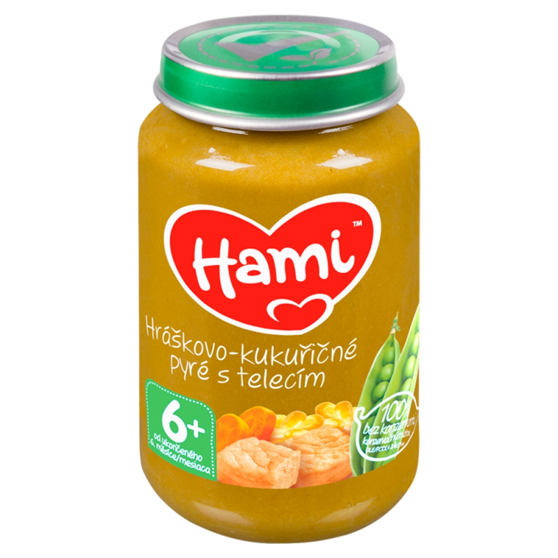 HAMI Hráškovo-kukuřičné pyré s telecím od 6.měsíce 200 g