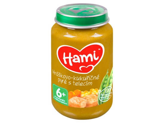 HAMI Hráškovo-kukuřičné pyré s telecím od 6.měsíce 200 g