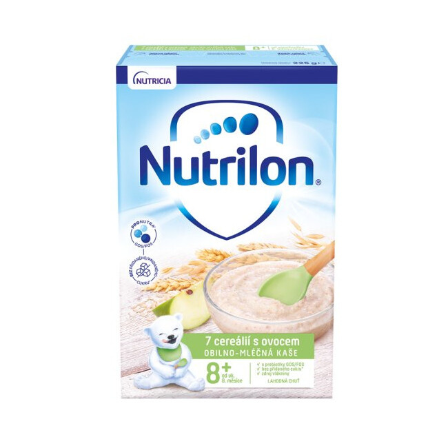 NUTRILON Obilno-mléčná kaše 7 cereálií s ovocem od 8.měsíce 225 g