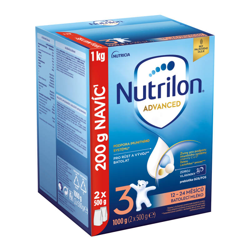 NUTRILON 3 Advanced Batolecí mléko od ukončeného 12. měsíce 1000 g
