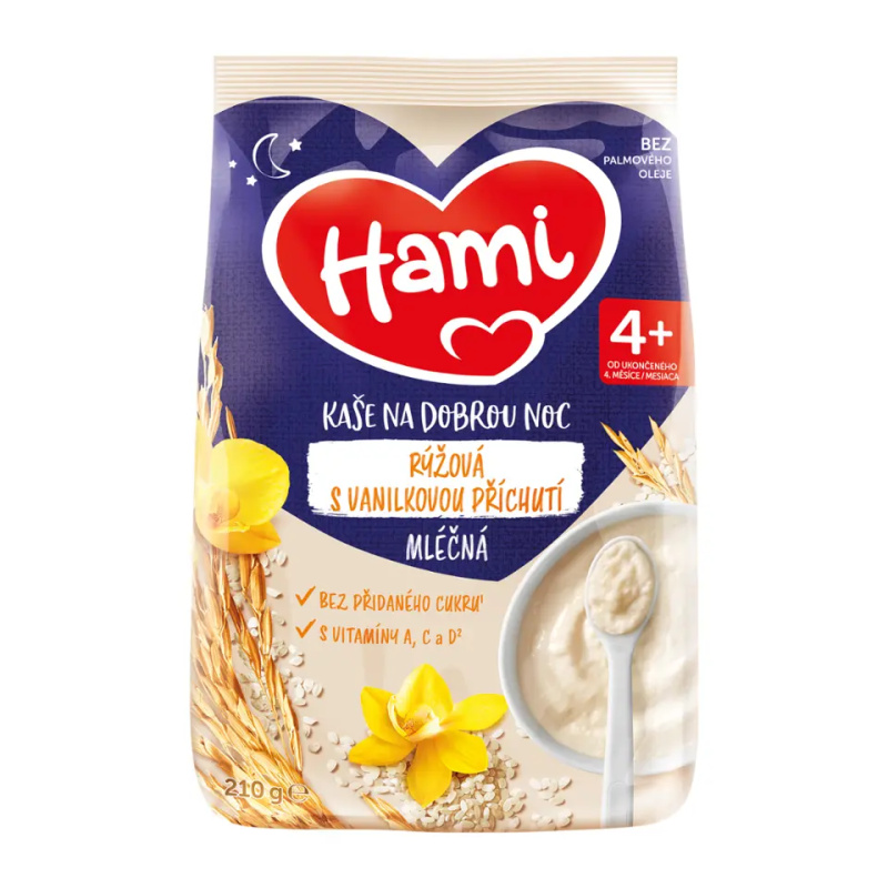 HAMI DN Mléčná kaše rýžová s vanilkovou příchutí 6m+ 210 g
