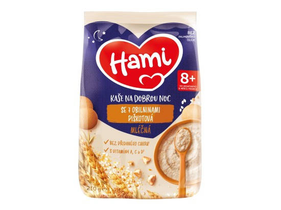 HAMI Mléčná kaše se 7 obilninami piškotová 8m+  210 g