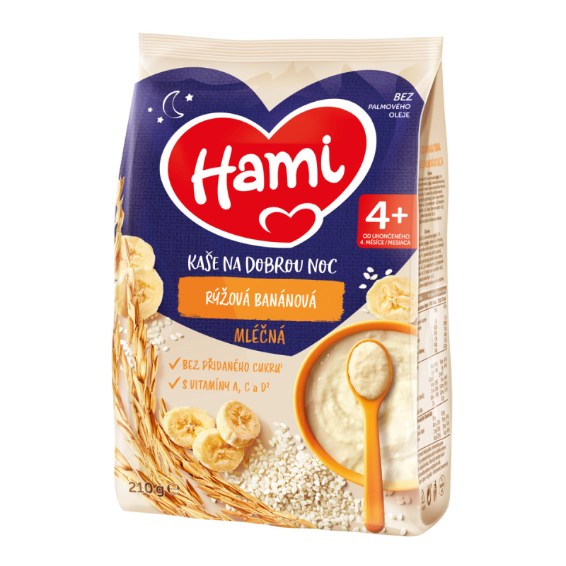 HAMI Mléčná kaše rýžová banánová na Dobrou noc 4m+ 210 g