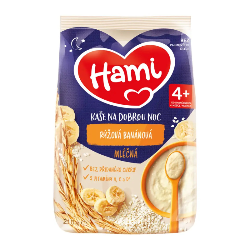 HAMI Mléčná kaše rýžová banánová na Dobrou noc 4m+ 210 g