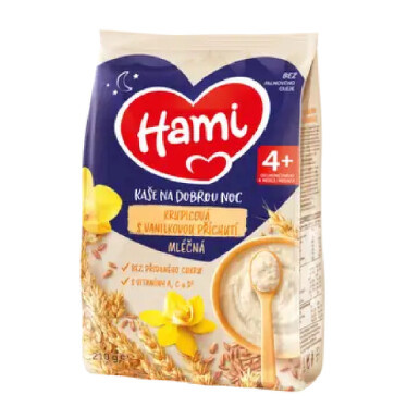HAMI Mléčná kaše krupicová s vanilkovou příchutí na Dobrou noc 210 g