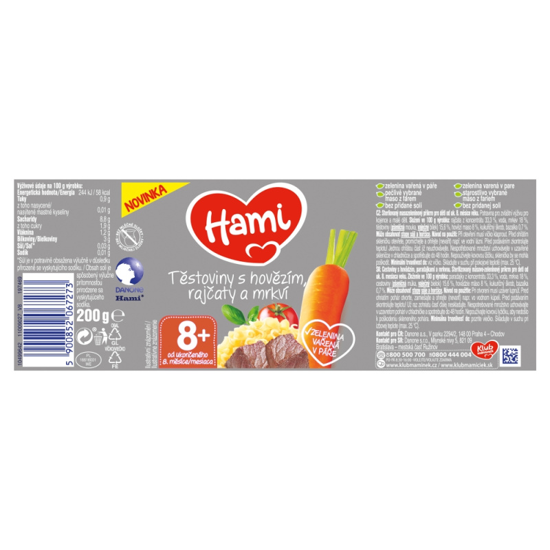 Hami Příkrm těstoviny s hovězím, rajčaty a mrkví