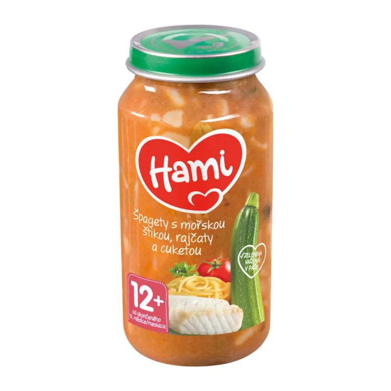 HAMI Špagety s mořskou štikou rajčaty a cuketou 12m+ 250 g
