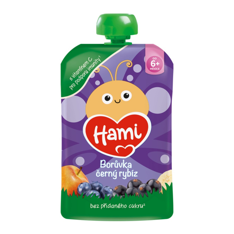 HAMI Kapsička jablko banán černý rybíz borůvky 6m+ 100 g