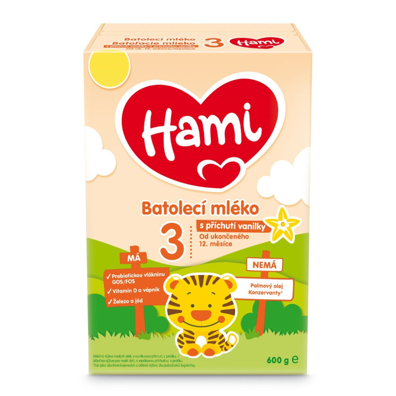 HAMI 3 Batolecí mléko s příchutí vanilky od ukončeného 12. měsíce 600 g