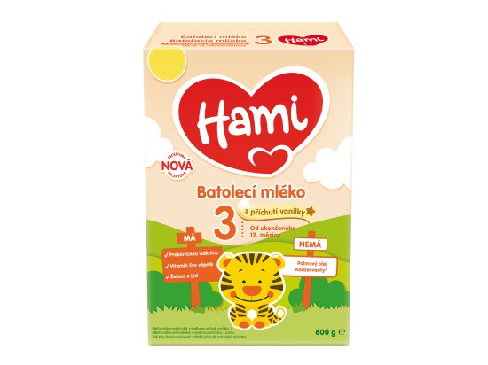 HAMI 3 Batolecí mléko s příchutí vanilky od ukončeného 12. měsíce 600 g