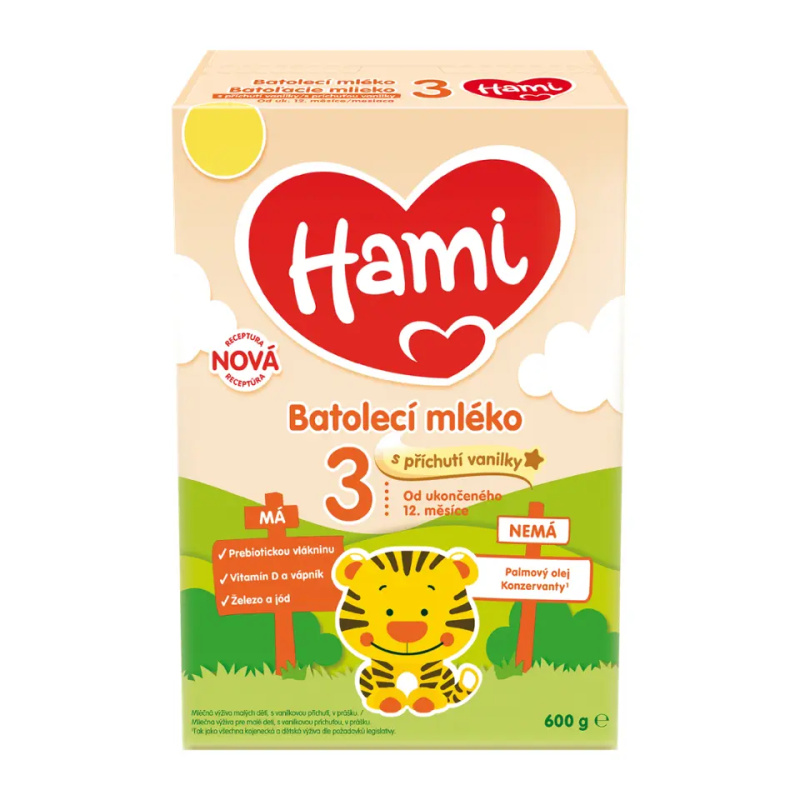 HAMI 3 Batolecí mléko s příchutí vanilky od ukončeného 12. měsíce 600 g