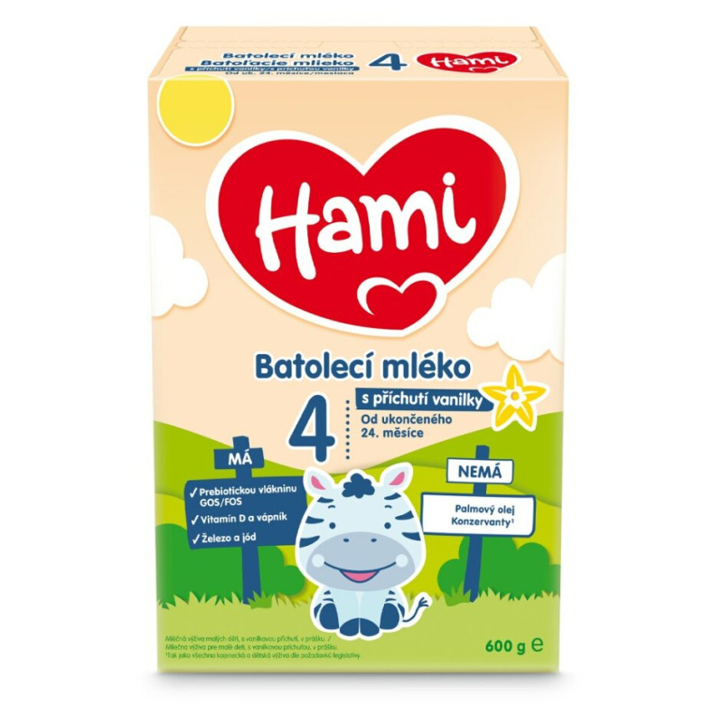 HAMI 4 Batolecí mléko s příchutí vanilky od ukončeného 24.měsíce 600 g