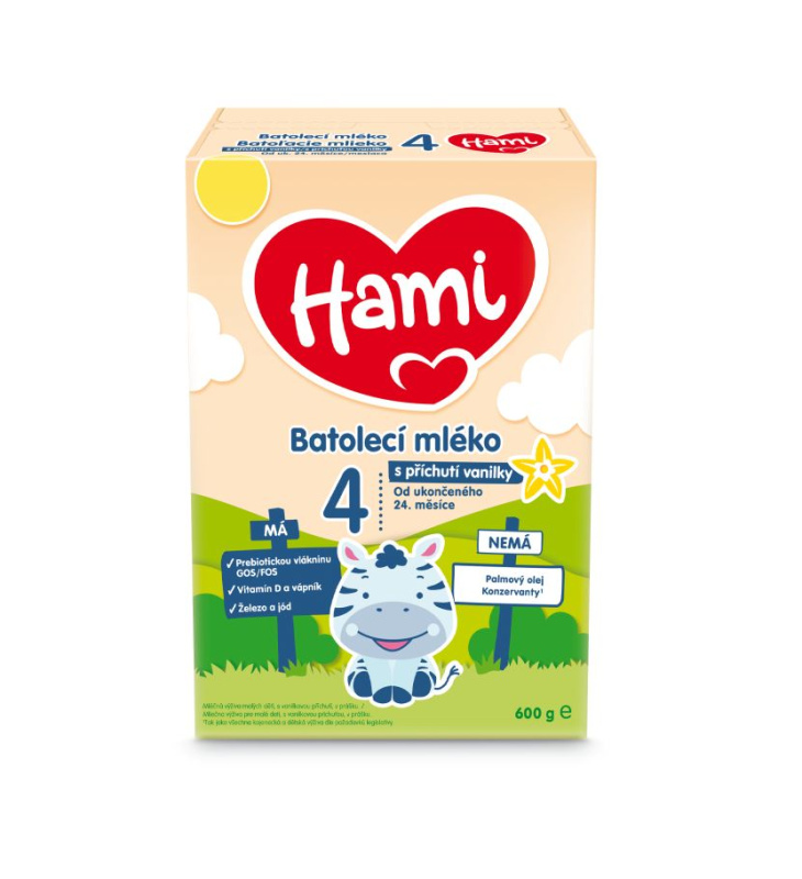 HAMI 4 Batolecí mléko s příchutí vanilky od ukončeného 24.měsíce 600 g