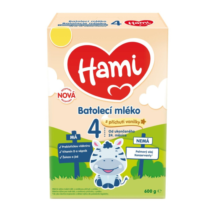 HAMI 4 Batolecí mléko s příchutí vanilky od ukončeného 24.měsíce 600 g