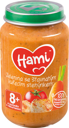 Hami Příkrm zelenina se šťavnatým kuřecím stehýnkem