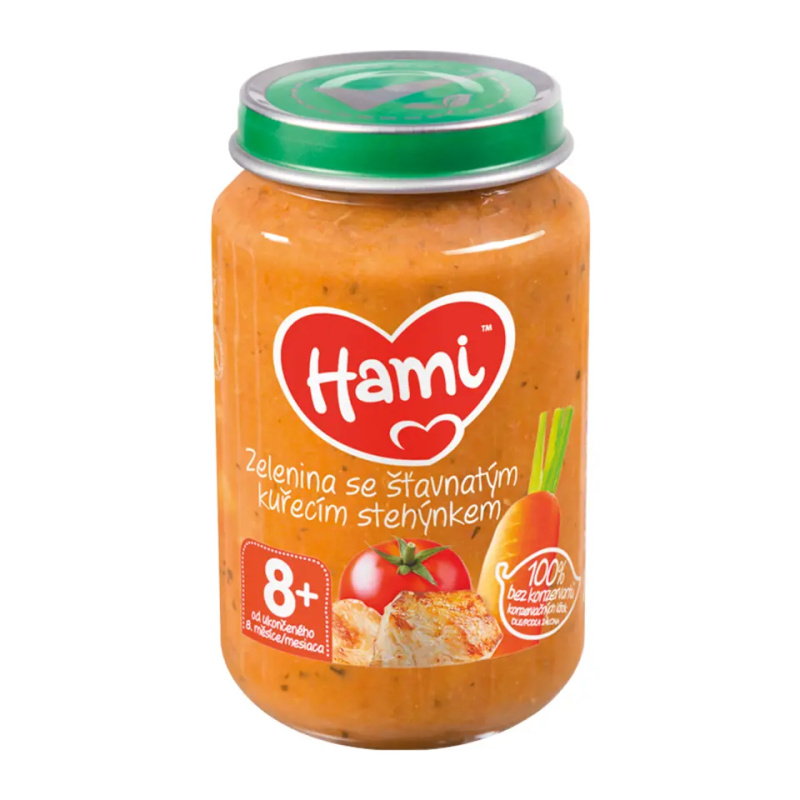 Hami Příkrm zelenina se šťavnatým kuřecím stehýnkem