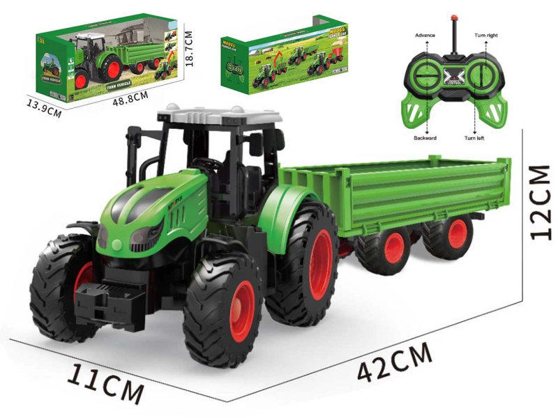 R/C traktor s přívěsem na dálkové ovládání