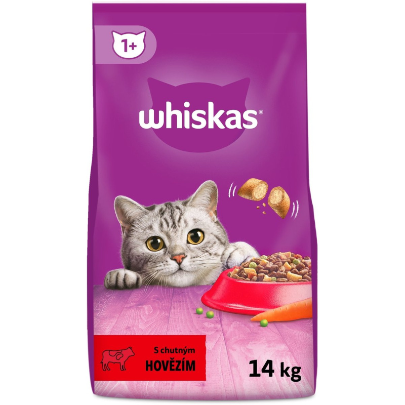 WHISKAS DRY S Hovězím Masem 14 kg