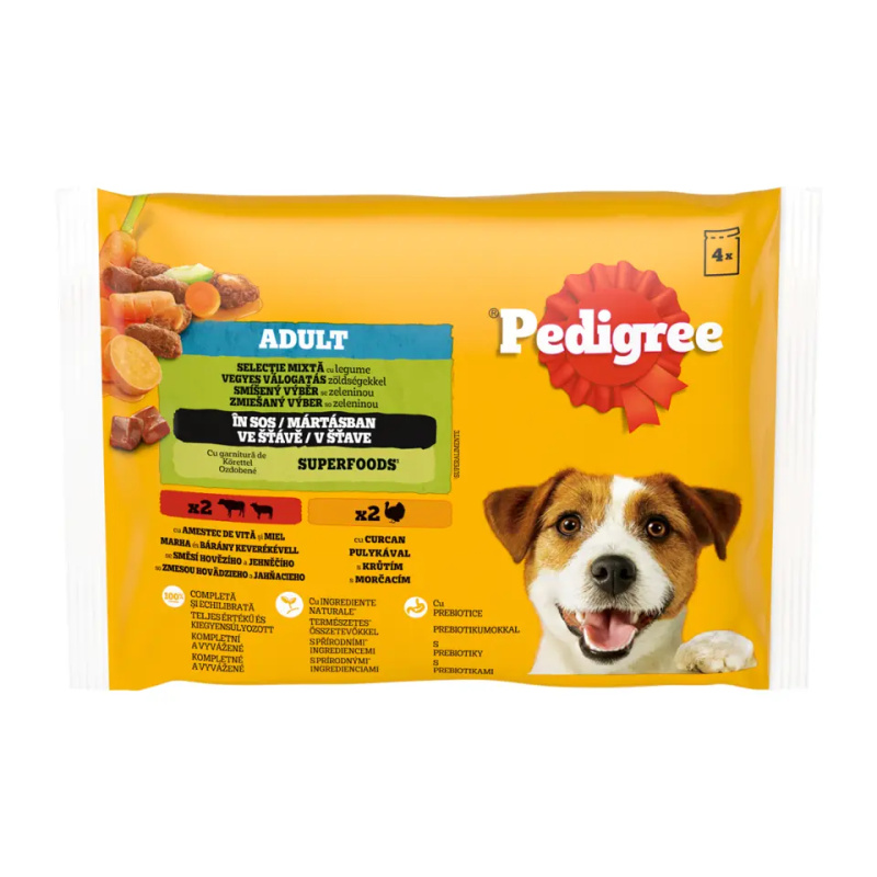Pedigree kapsa hovězí+jehně/krůta+mrkev 4x100g