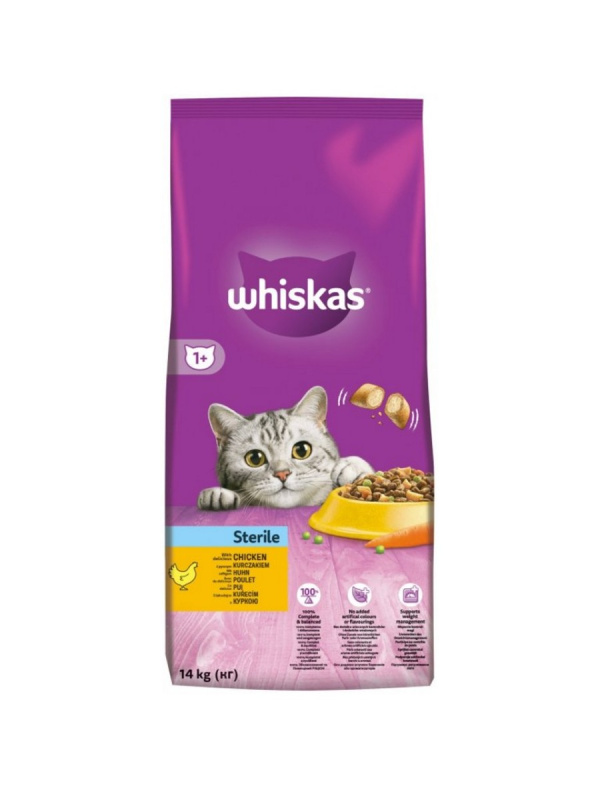 Whiskas Dry s kuřecím masem - STERILE 14 kg