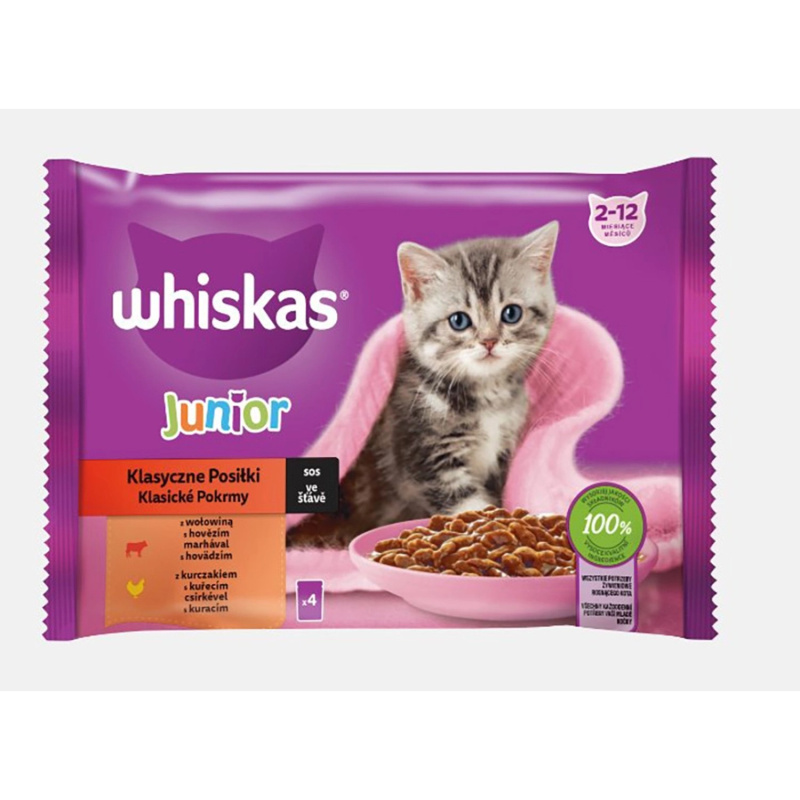 Whiskas Kapsička pro kočky Junior klasický výběr, 4 x 85 g
