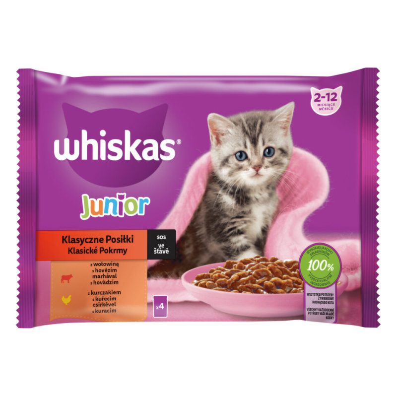 Whiskas Kapsička pro kočky Junior klasický výběr, 4 x 85 g