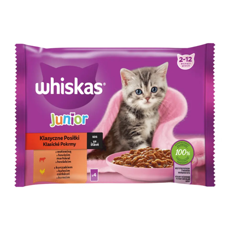 Whiskas Kapsička pro kočky Junior klasický výběr, 4 x 85 g