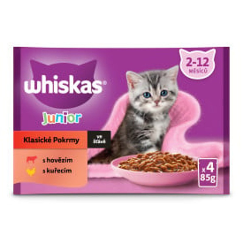 Whiskas Junior kapsičky klasický výběr ve šťávě pro koťata 4×85 g