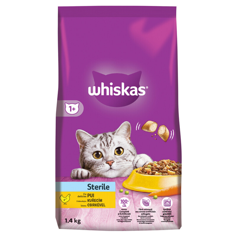 Whiskas Suché 1,4kg - Sterile Kuřecí