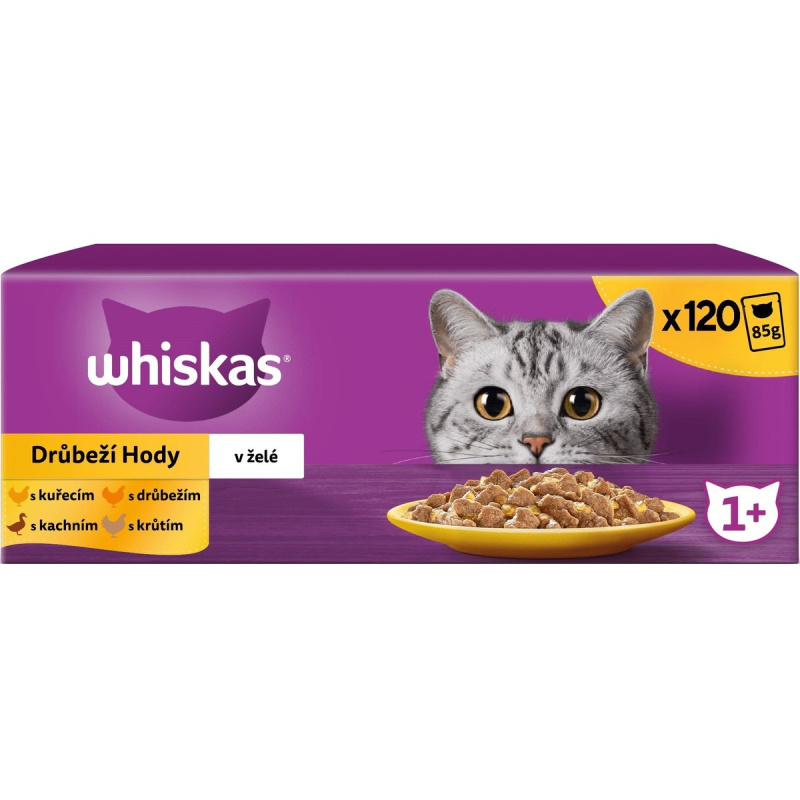Whiskas Kapsičky drůbeží výběr v želé pro dospělé kočky 120×85 g