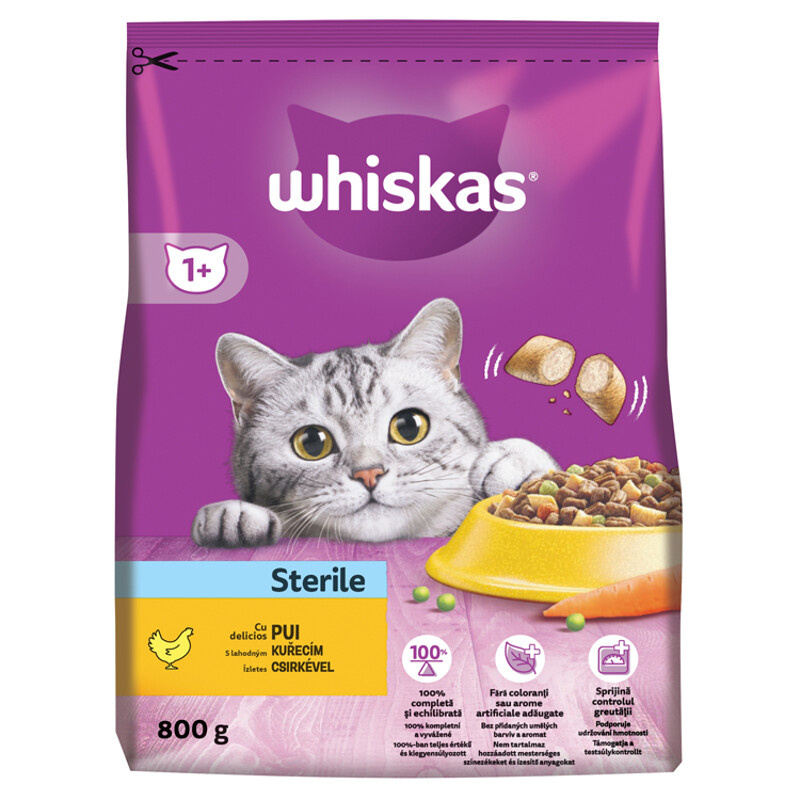 Whiskas granule sterile s kuřecím 800g
