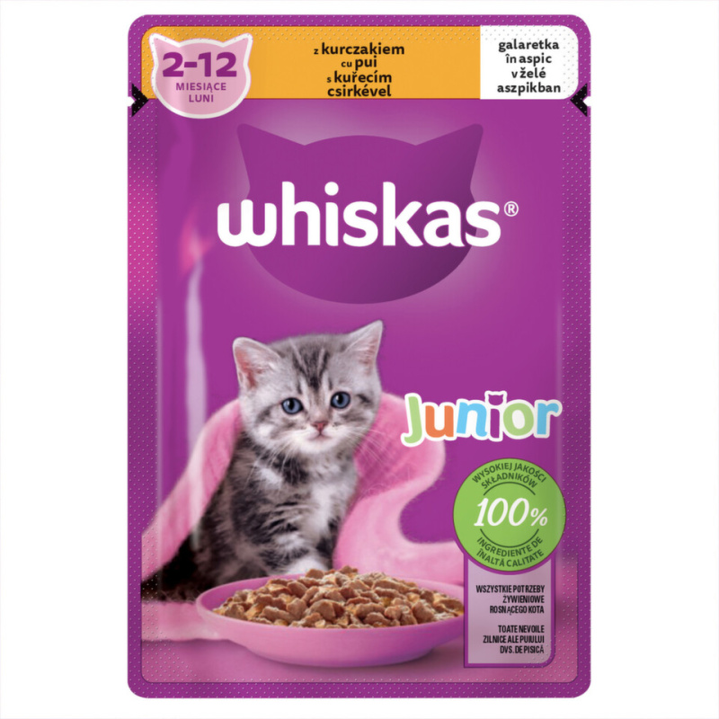 Whiskas kapsička junior s kuřecím v želé 85g