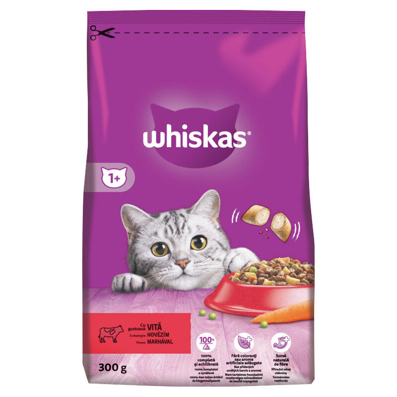 Whiskas granule s hovězím 300g